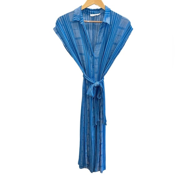 LUSH I'm the One Striped Shirt Midi Dress Blue & White - Picture 3 of 5